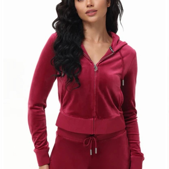 NWT Set Juicy Couture OG Bling Red Velour Jumpsuit - Picture 2 of 5